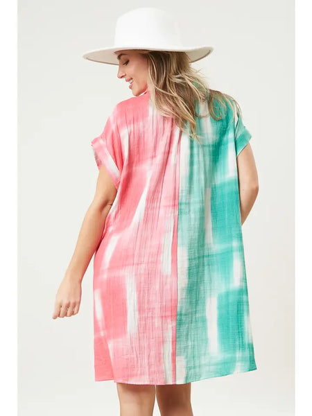 Mix Brushed Print Shirt Dress