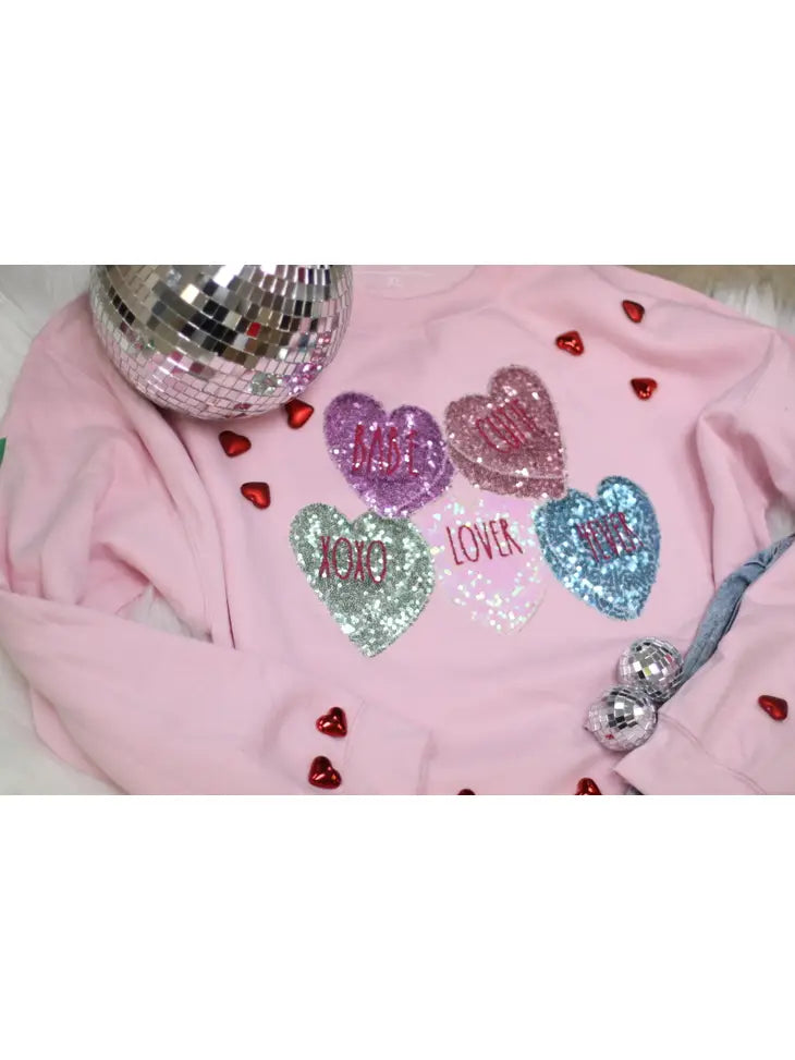 Conversation Valentine Candy Heart Sweatshirt