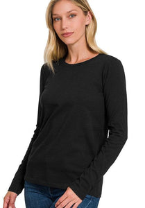 Cotton Crew Neck Long Sleeve Tee