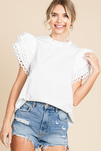 Solid Layer Ruffled Cap Sleeve Top