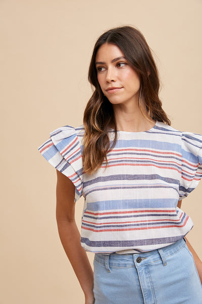 Red, White and Blue Ruffle Top