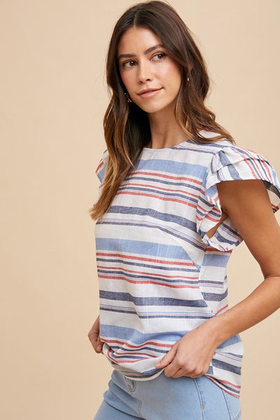 Red, White and Blue Ruffle Top