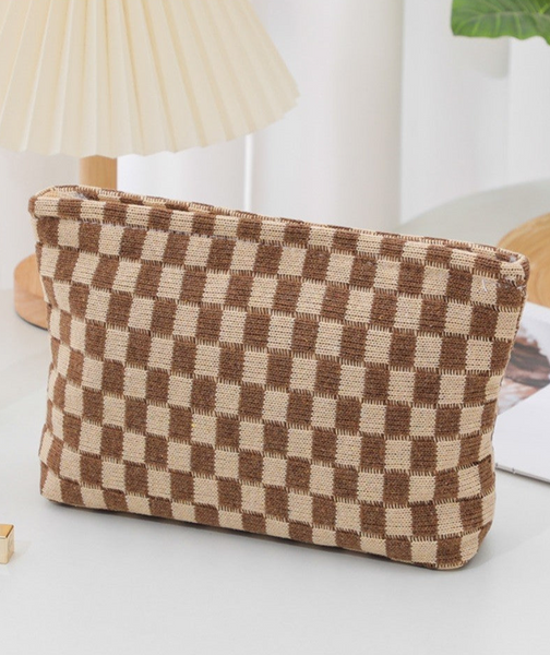 Checkered Cosmetic Pouch