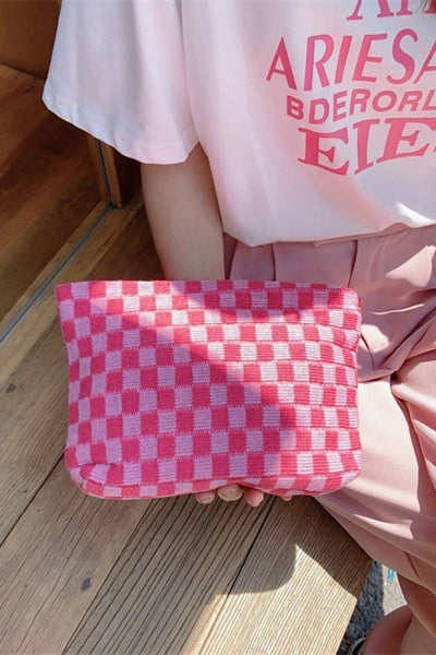 Checkered Cosmetic Pouch