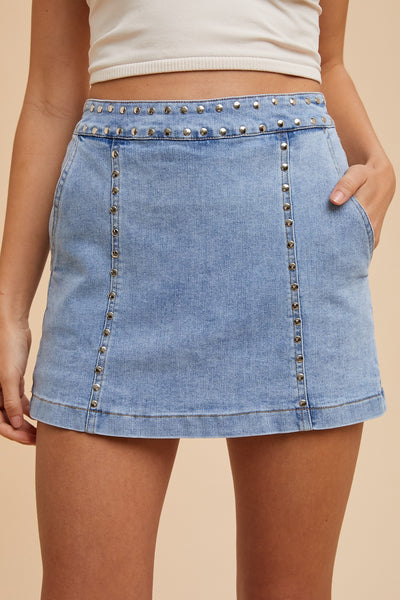 Stud Denim Skort