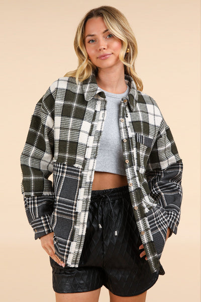 Olive Plaid Shacket