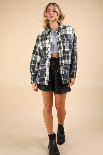 Olive Plaid Shacket