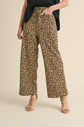 Leopard Print Wide Leg Pants