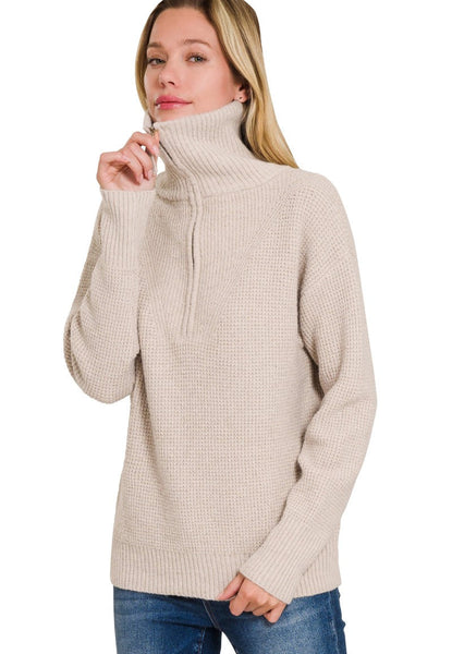 Half Zip Collard Sweater