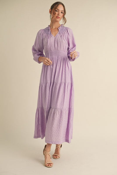 Lavender Ripple Tiered Maxi Dress