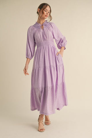 Lavender Ripple Tiered Maxi Dress