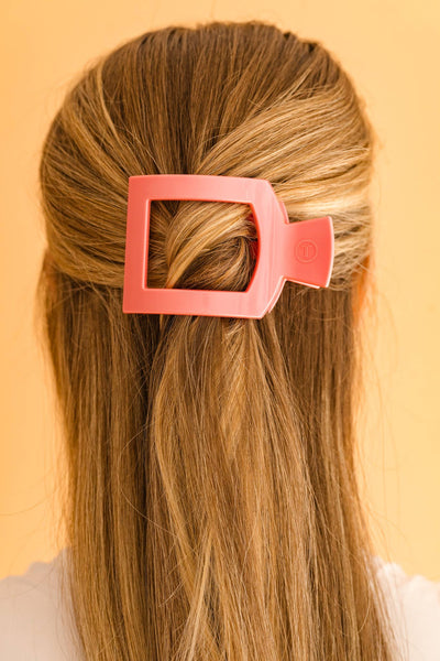 Square Flat Hair Clip | Large | Calming Coral