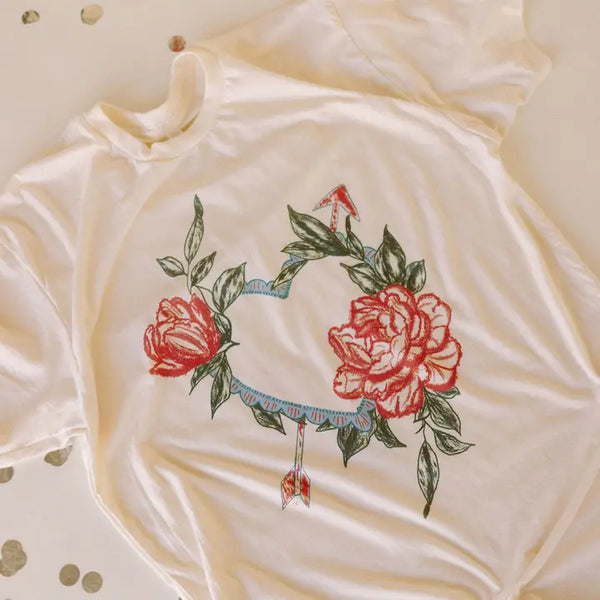 Scalloped Rose Heart Tee