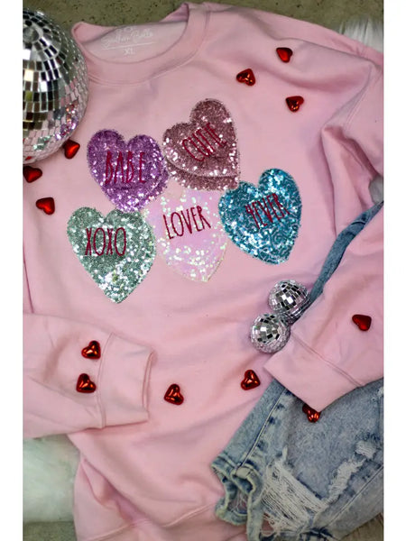 Conversation Valentine Candy Heart Sweatshirt