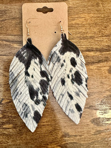 Leather Feather Earrings