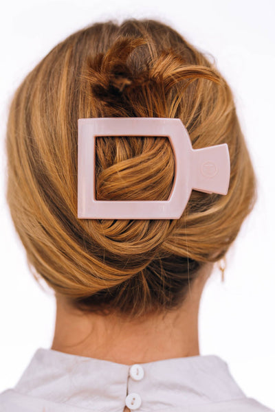 Square Flat Hair Clip | Medium | Pearly Pink