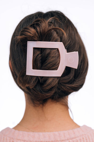 Square Flat Hair Clip | Large | Pearly Pink