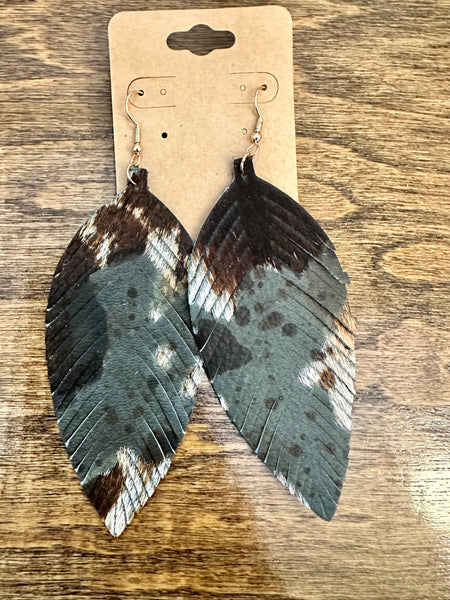 Leather Feather Earrings