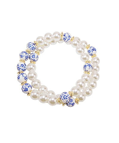 Floral and Pearl Bracelet Set (2)