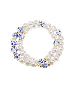 Floral and Pearl Bracelet Set (2)