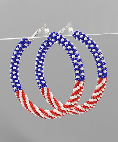 USA Beaded Flag Hoops