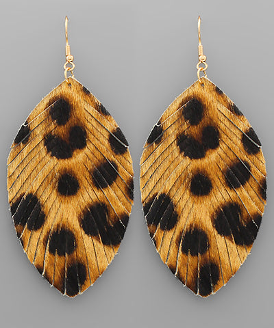 Animal Print Feather Earrings