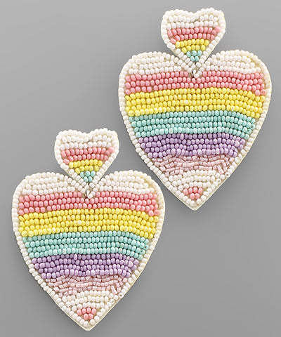 Beaded 2 Heart Earrings