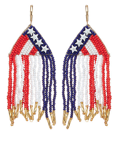 American Flag Tassel Earrings