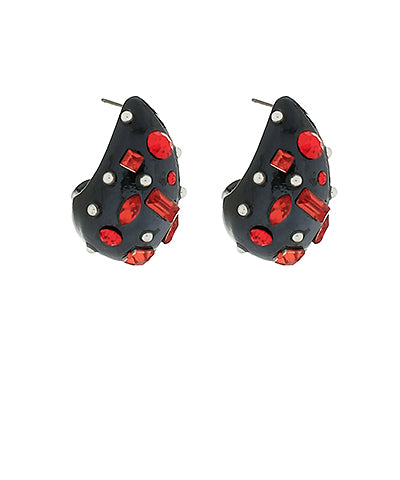 Red/Black Teardrop Earrings