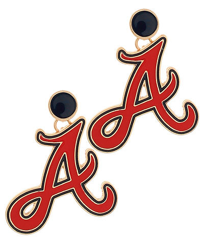 "A" Baseball Earrings