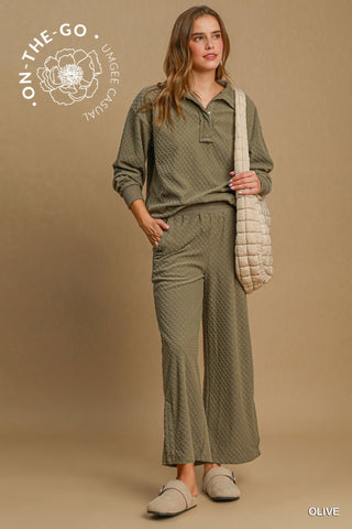 Olive Textured Knit Pants