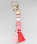 Wood & Tassel Drop Keychain