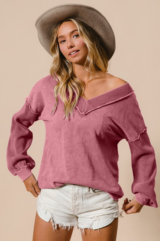 Waffle Thermal V-Neck Top