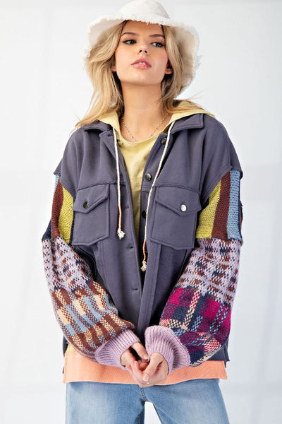 Knit Fleece Button Down Jacket