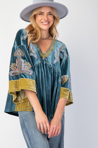 Velvet Babydoll Tunic Top