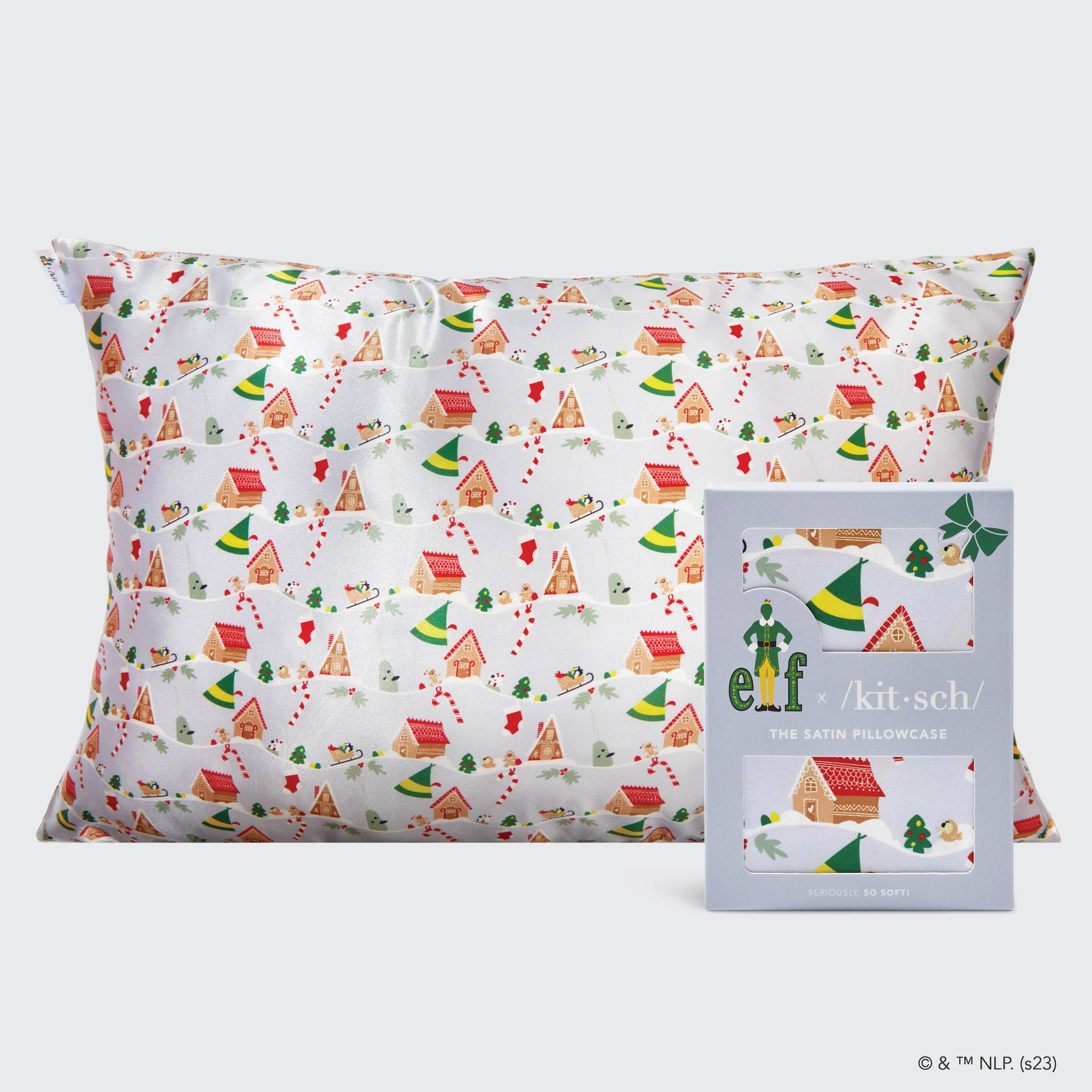 Elf x Kitsch Satin Pillowcase - Periwinkle Christmas