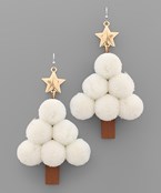 PomPom Christmas Tree Earrings