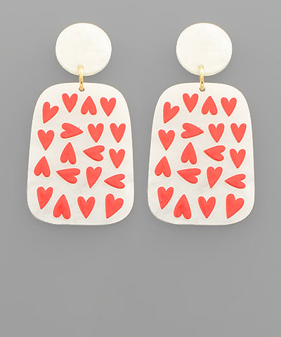 Rectangle Heart Earrings